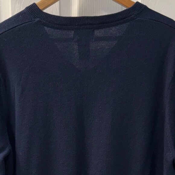 L.L. Bean Dark Navy Cotton Cashmere Blend V-Neck Sweater Size Large Reg - Picture 5 of 6